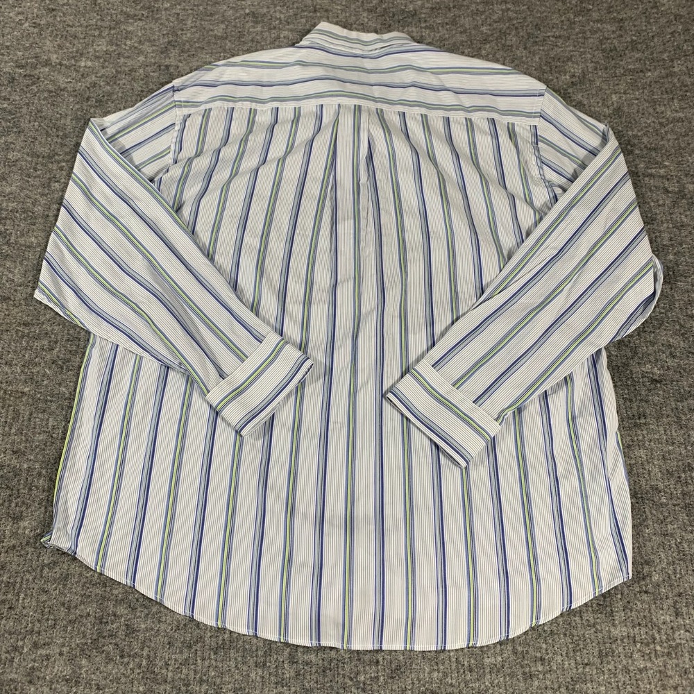 Alan Flusser Shirt Mens XL Blue Striped Cotton Button Down Long Sleeve Luxury - Picture 12 of 12